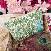 Vriksham Off White Floral with Leaf Cotton Pouch, Purse for Women with Zipper-G19046